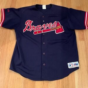 Atlanta Braves Majestic Stitched Baseball Jersey Men’s Large